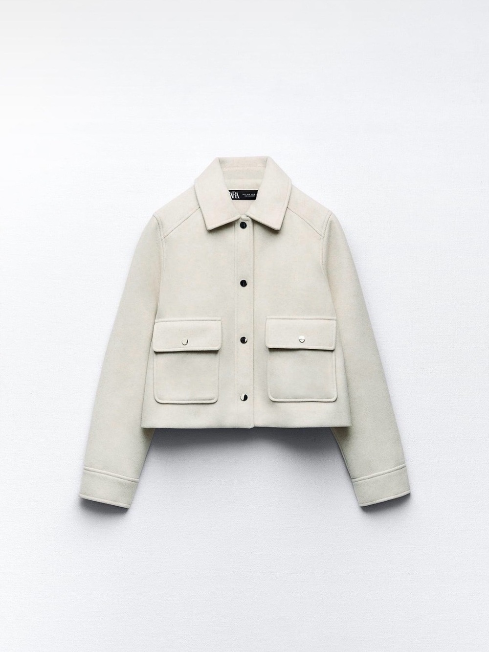 ZARA Cream Snap Button Shacket Size M NWT